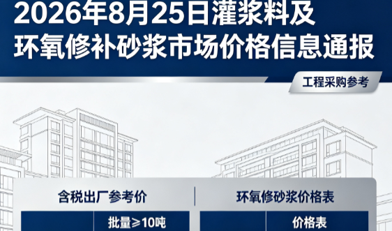 长清2026年8月25日灌浆料及环氧修补砂浆市场价格信息通报